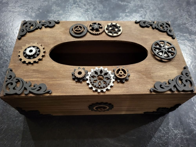 Boîte à Mouchoirs inspiration Steampunk  "Steam Wood1"