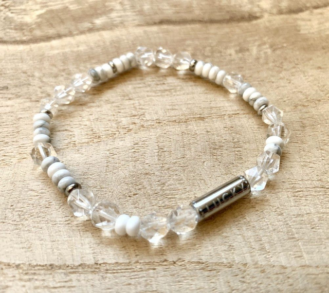 Bracelet Howlite et Cristal de roche - Perles de 6mm