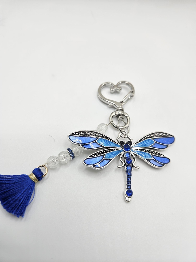 Porte clefs/bijou de sac libellule bleue