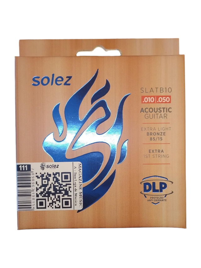111 - Encordoamento Cordas Violão 010 Aço Solez SLATB10