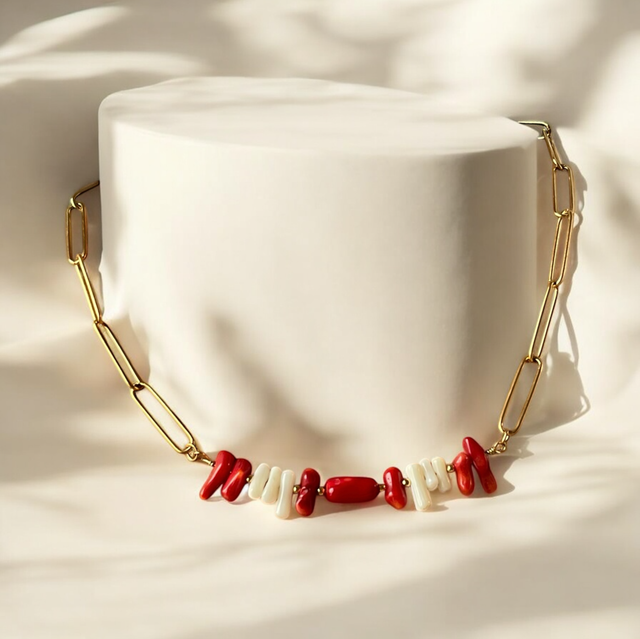 Choker chaîne trombone et Bambou de Mer