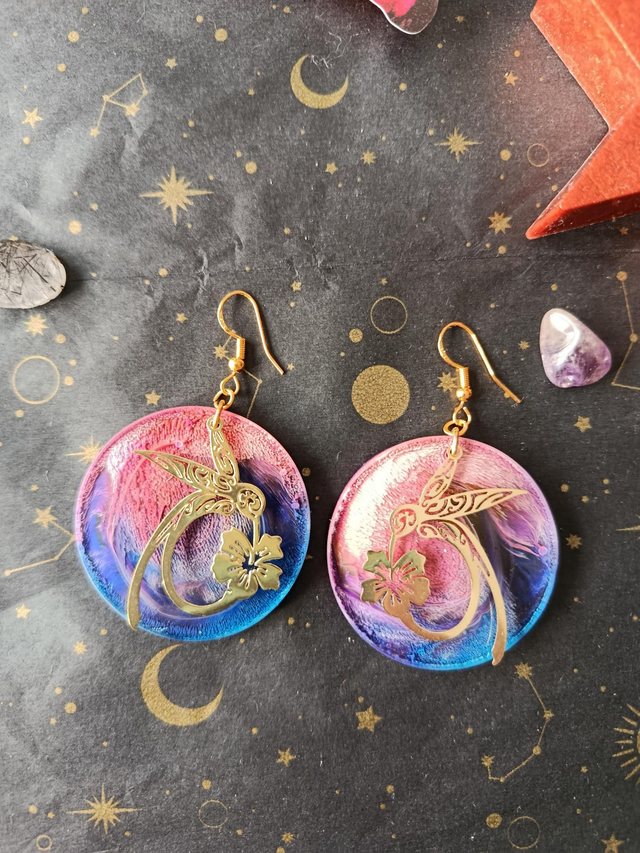 Boucles d’oreilles « Danse du Colibri » — Collection "Les Nuances de l’Infini"
