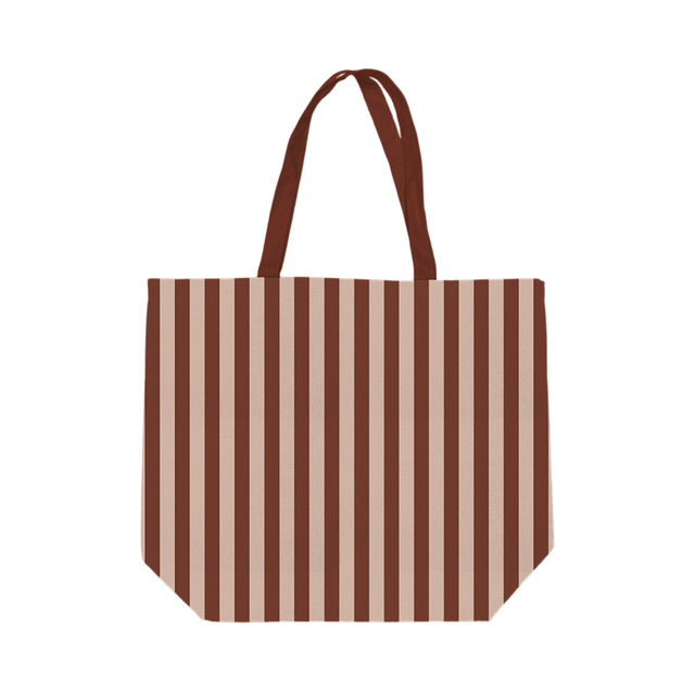Tas canvas gestreept bruin/beige
