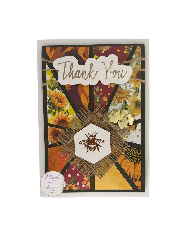 Bee Collection Thank You – Rustic Sunflowers &amp; Embossed Bronze Bee