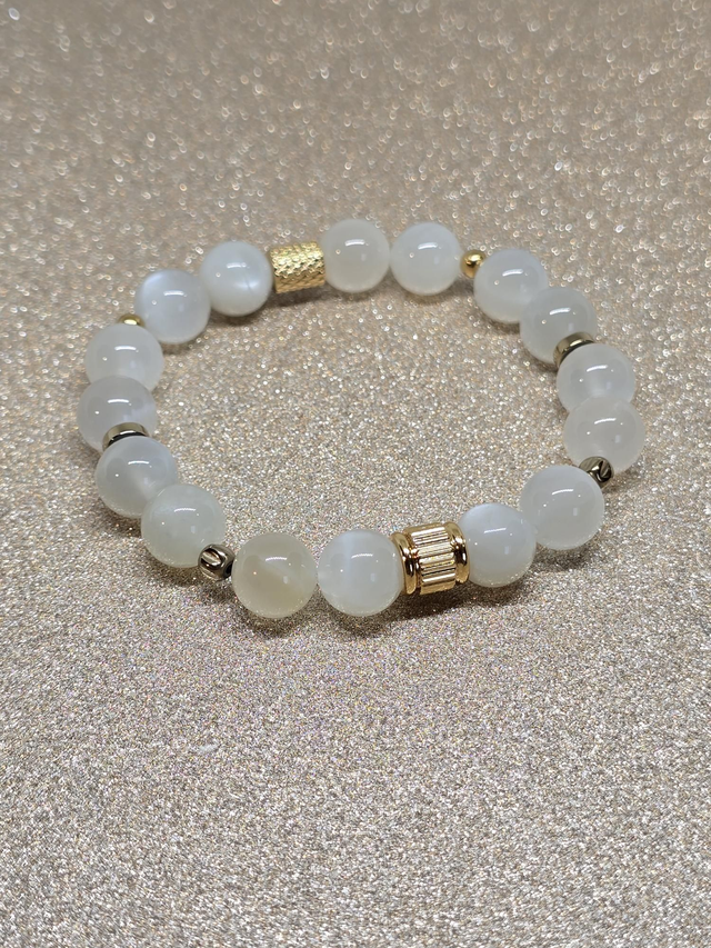 Bracelet Pierre de lune blanche en 1 cm