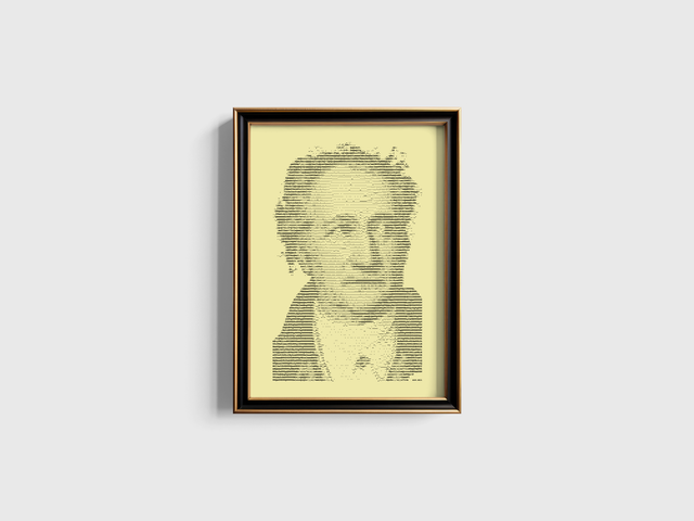 A3 Schreibmaschinen-Porträt Goethe in Schwarz auf Elfenbein