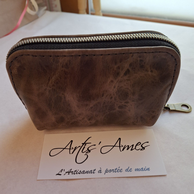 Porte monnaie cuir rectangle marron glacé