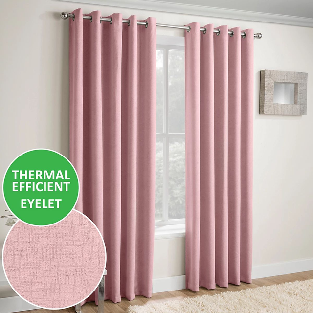  Enhanced Living Vogue Blush Thermal Room Darkening Readymade Eyelet Curtains