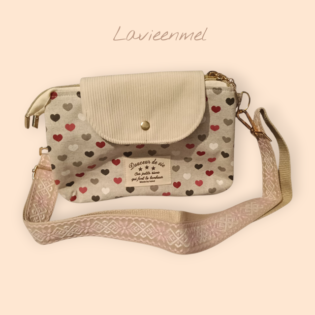 Sac bandoulière double poches zippées