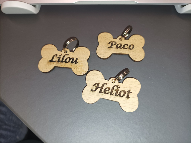 Pendentif pour chien - os en bois