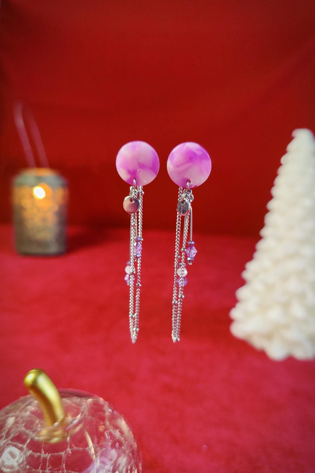Boucles d&#039;oreilles à Puces Rose Marbrées 