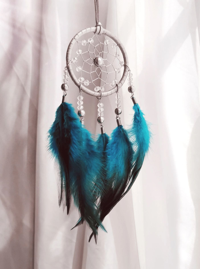 Attrape rêve " Légère " Bleu Paon