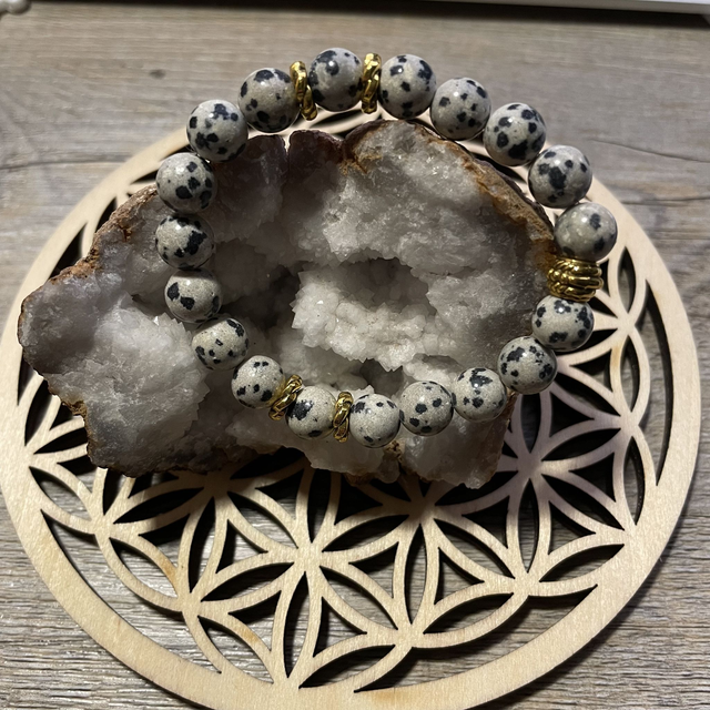 🧘♀️🐾Bracelet en Jaspe dalmatien