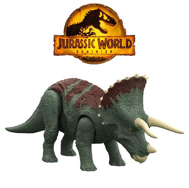 Jurassic World Dominion Triceratops Ruge y Golpea, dinosaurio de juguete con movimientos y sonidos
