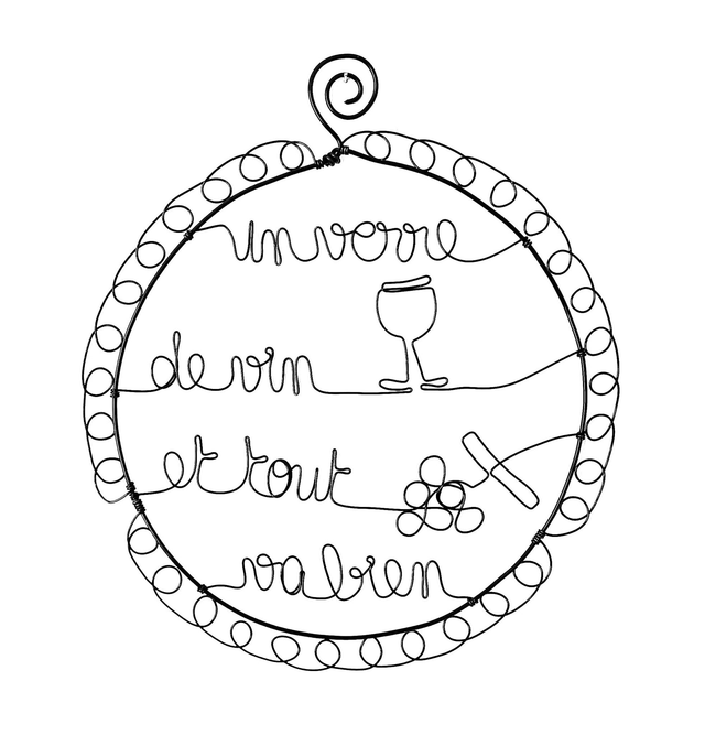 Cadre "Un verre de vin et tout va bien"