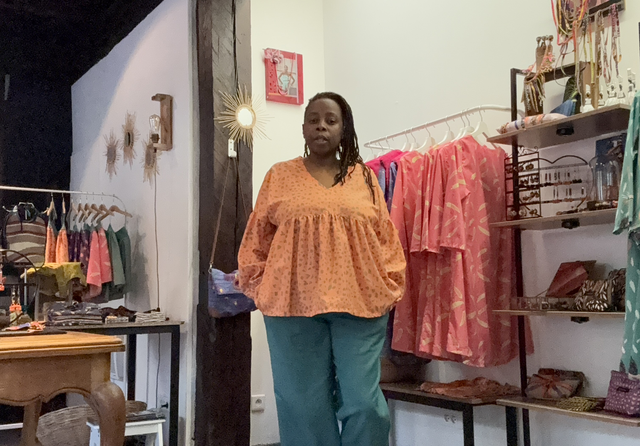 Pantalon Frida en lin Turquoise élastique à la taille