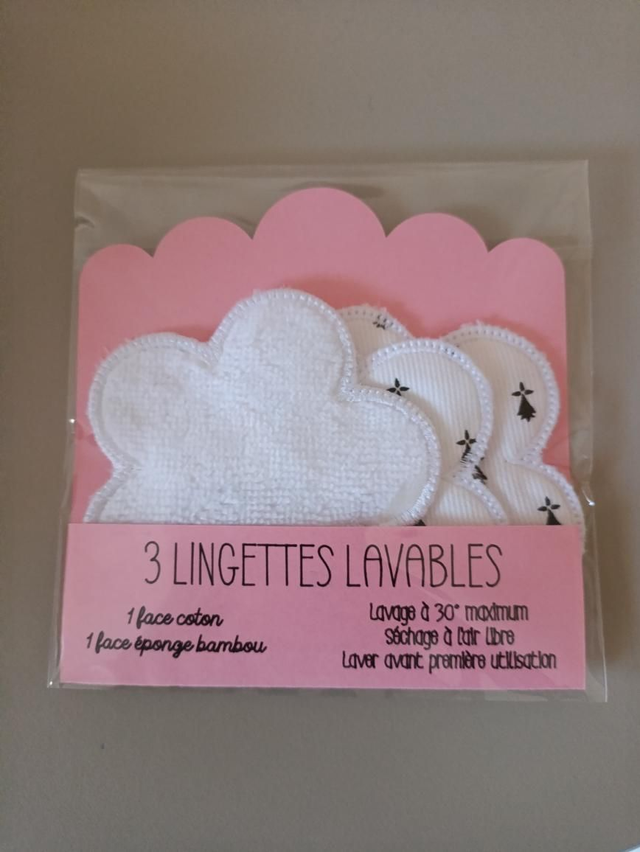 Lingettes coton imprmlé breton et bambou blanc