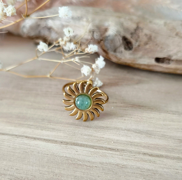 Bague Soleil Aventurine verte
