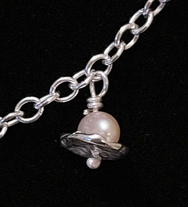 Recycled Silver Pearl Necklace - Water Cast Cups & Freshwater Pearls