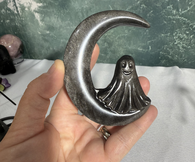 Silver sheen obsidian ghost moon