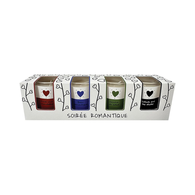 Coffret 4 bougies soirée romantique