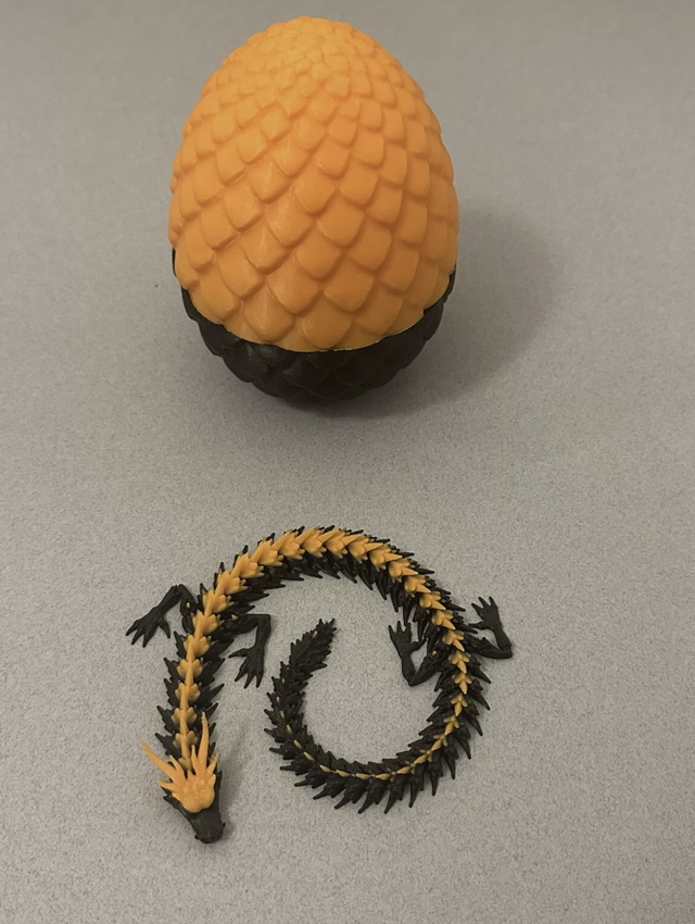 3D Printed Dragon Egg- Orange/Black