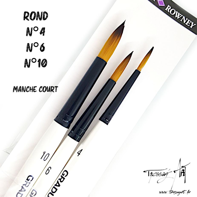 DALER ROWNEY - PINCEAUX COURTS PAR 3 - ROND N°4, N°6, N°10 - CA095000