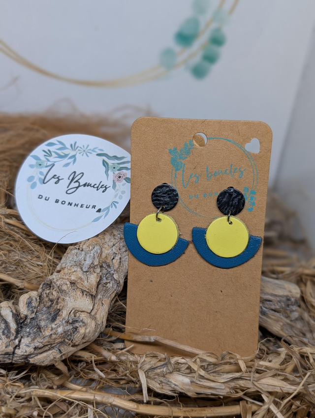 Boucles d&#039;oreilles Donatelle bleu jaune do022