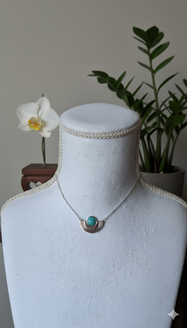 Collier argenté turquoise 