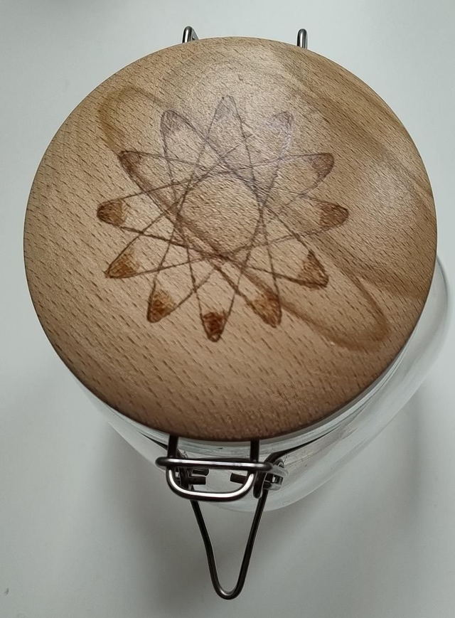 Glass storage jar with geometric design