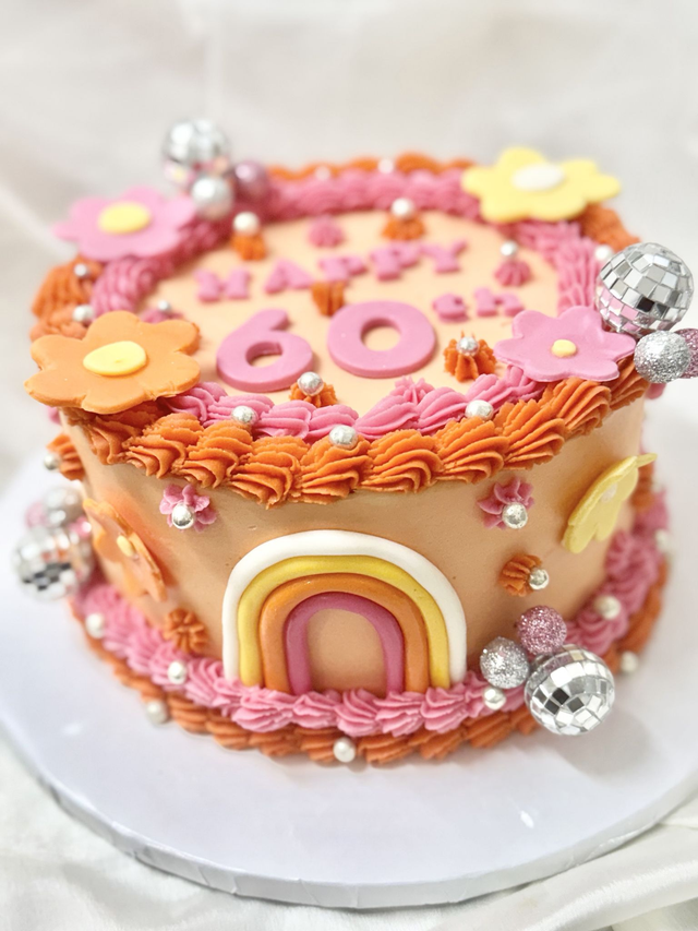 60s Theme Birthday Cake