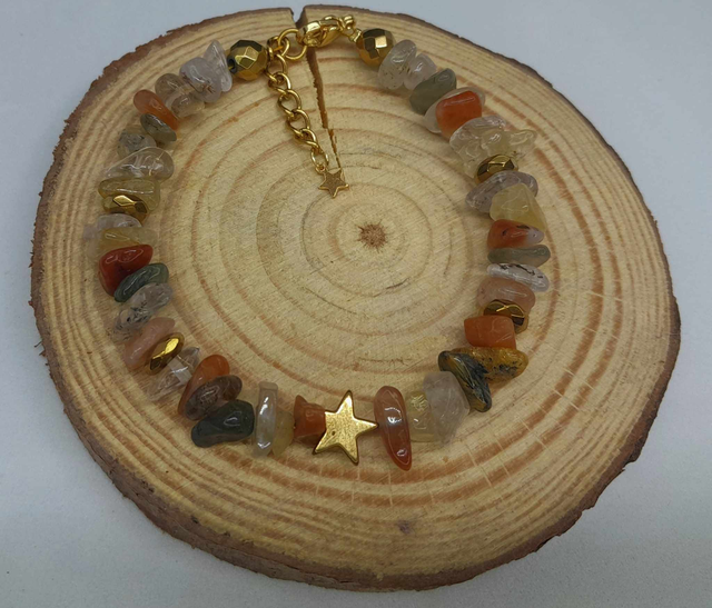 Bracelet chips de quartz rutile coloré