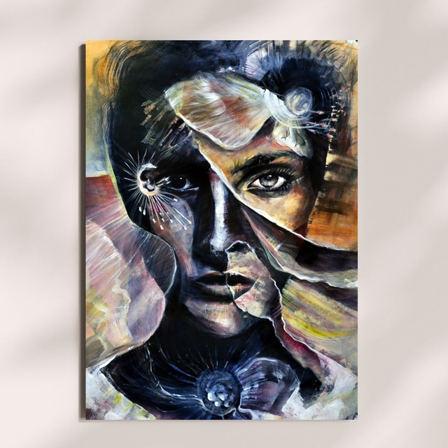 Reproduction d’art A3 sur papier photo – « Femme aux Pétales » – Bellule Art