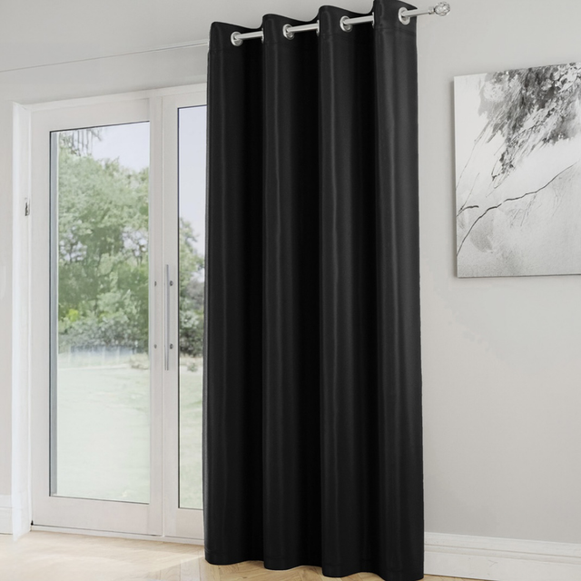 Enhanced Living Nightfall Supersoft Black Room Darkening Thermal Readymade Door Curtains