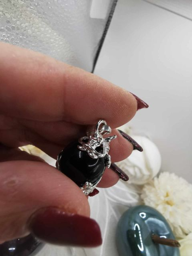 Sphère en Obsidienne Noire - Monture Dragon