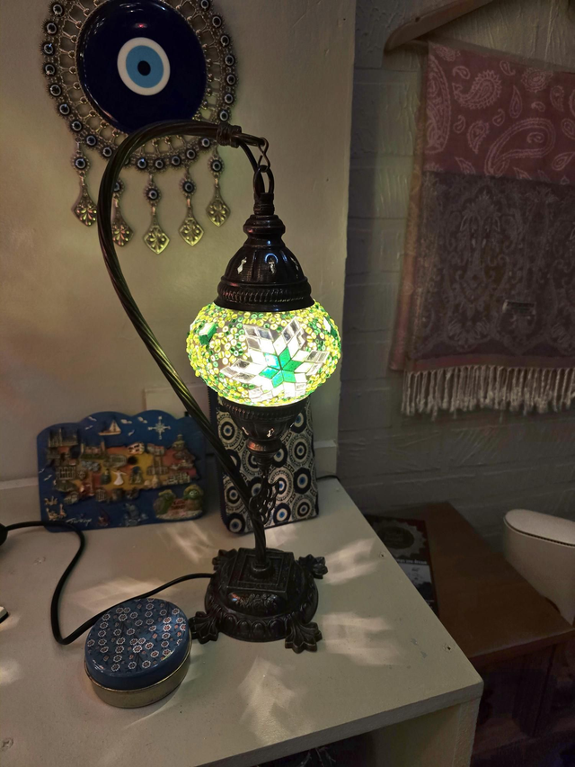 Small Mosaic Swanneck Table Lamp