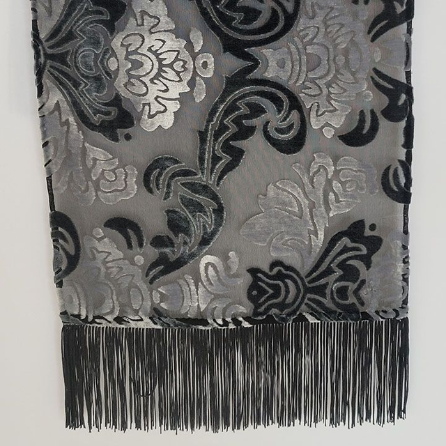 Écharpe Couture - Velours Dévoré de Soie Motifs Arabesque - Pièce Unique