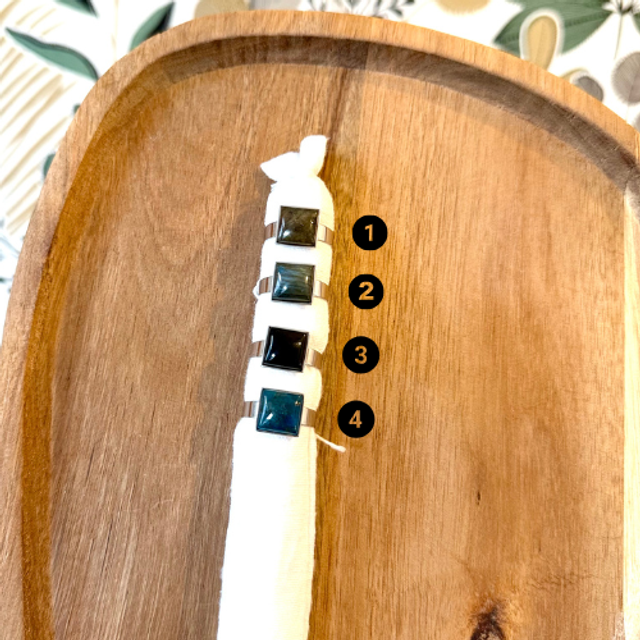 Bagues carrées réglables - Pierres au choix