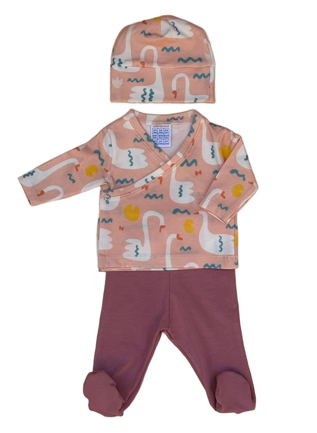 Ajuar Algodón Orgánico con Estampado de Cisnes