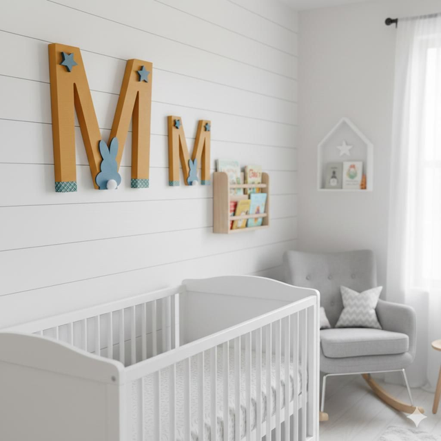 Lettre Initiale Murale Personnalisée (Bois ou Acrylique) - Cadeau de Naissance Unique