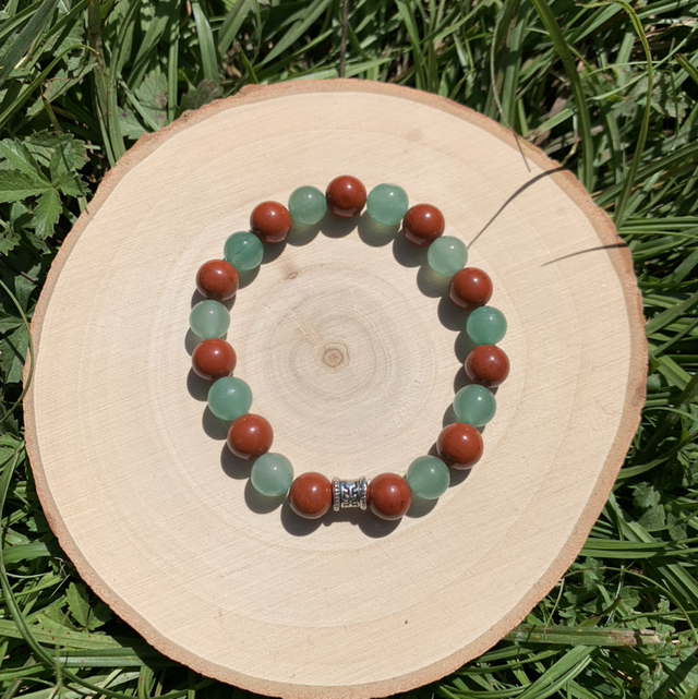 Bracelet Aventurine et Jaspe rouge