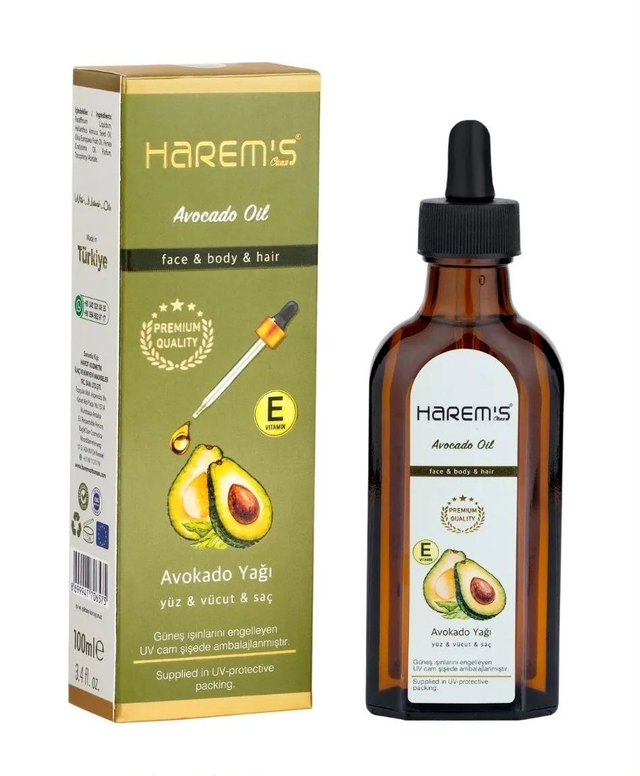 HAREM'S 100ml Nawilżający Olejek z Olejem z Awokado do TWARZY, WŁOSÓW I CIAŁA