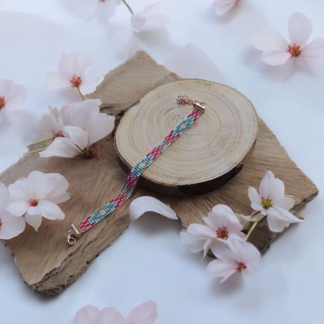 Bracelet tons bleu et rose