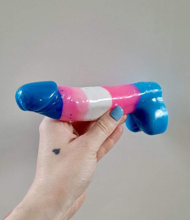Penis Ornament -Bright Pink, Blue, White. Trans Flag - Large - 17cm