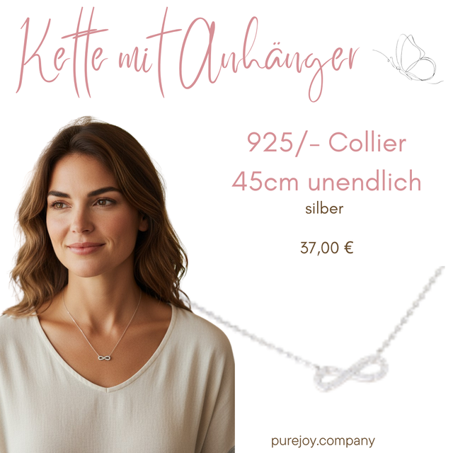 925/- Collier 45cm " unendlich "