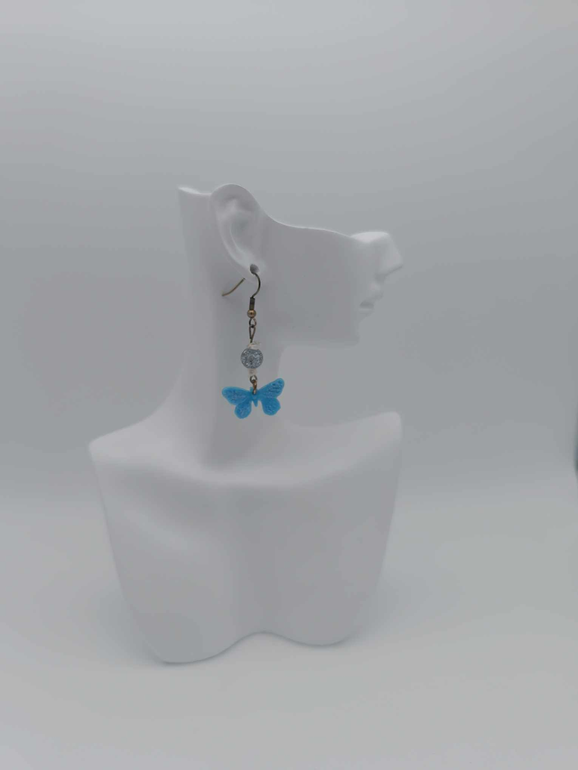 Boucles d&#039;oreilles en porcelaine froide Papillon avec perles Swarovski 