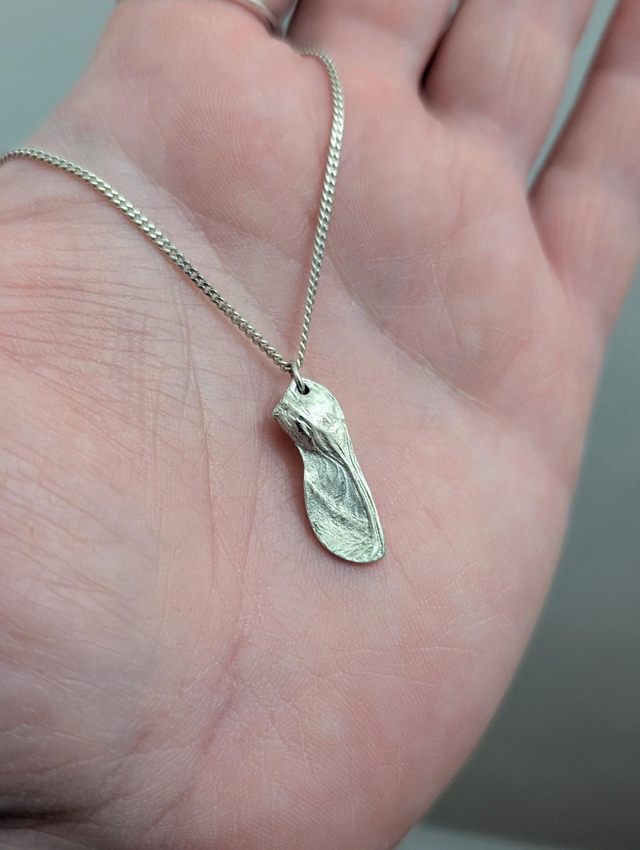 Sycamore Seed Necklace, Sterling Silver