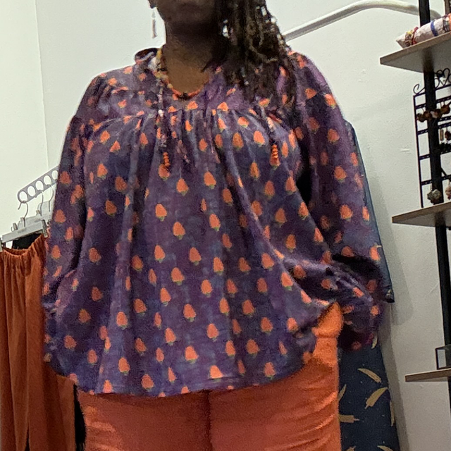 Blouse Yemandja  imprimé Cajou Mûr