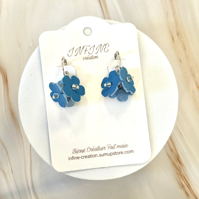 Boucles d’oreilles « Petite Floraison Bleu Lacté »