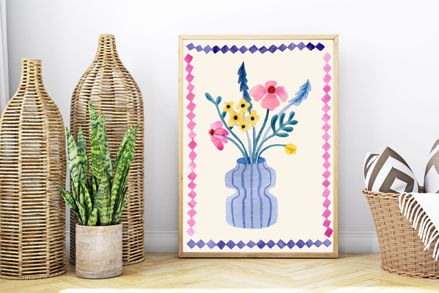 Illustration Print - Vase Bleu